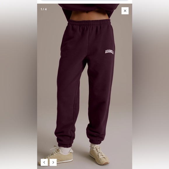 Adanola Pants - Adanola Maroon Varsity Sweatpants with White Logo